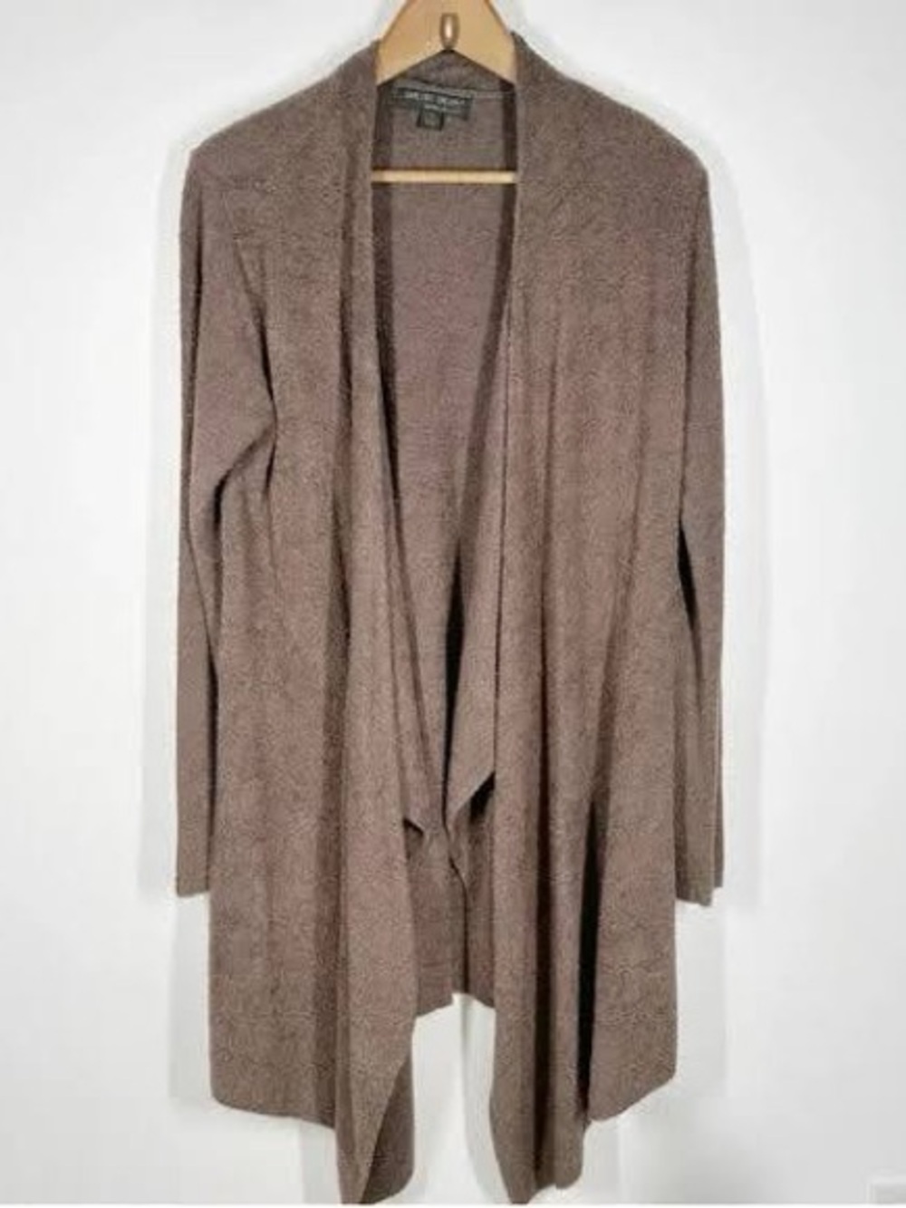 Barefoot Dreams CozyChic Lite Calypso wrap cardigan in a brown taupe color L/XL
